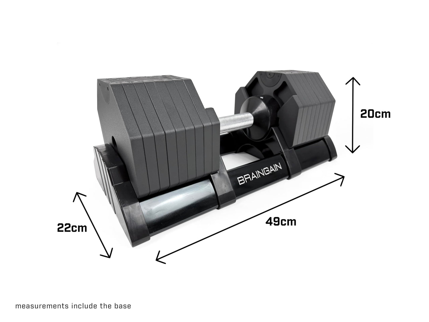 BRAINGAIN 16-in-1 40kg Octagon Adjustable Dumbbells PAIR Weight Set Affordable Dumbbells Adjustable Weights Space Saver Dumbbells for Home 2x 40KG (80kg total)