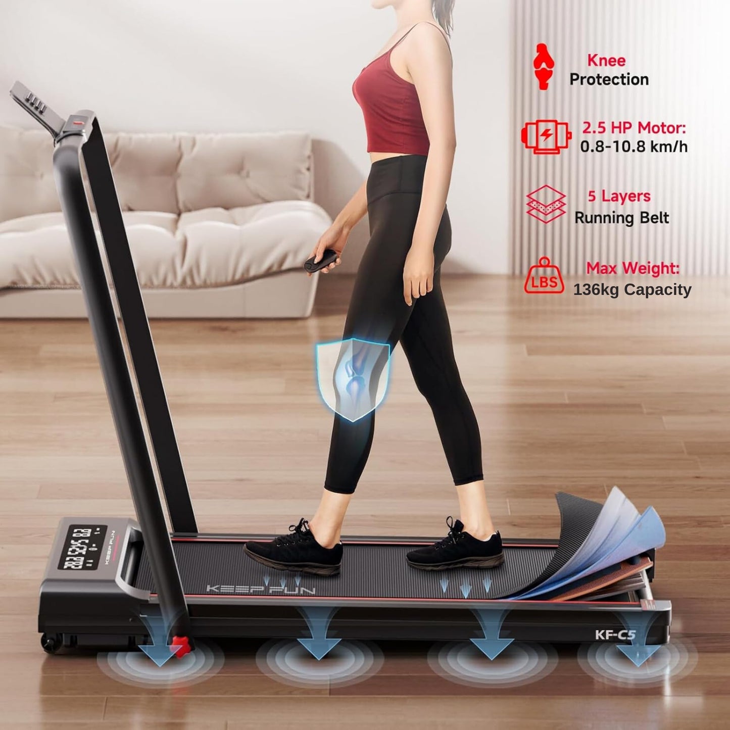 - KEEP FUN Folding Treadmill | 300 lb Capacity | Portable Treadmill 3 in 1 with Remote Control -