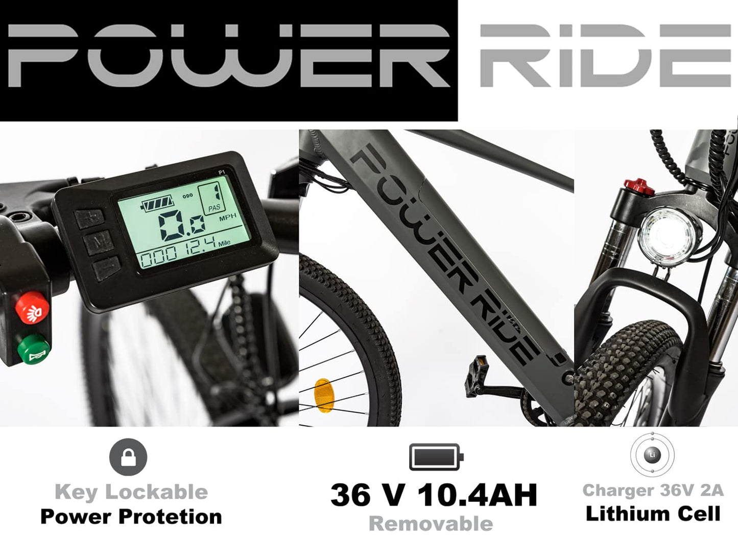 - Power-Ride PRO Electric Bikes for Adult | 19" Aluminum Ebikes Bicycles | 27.5" Wheel -