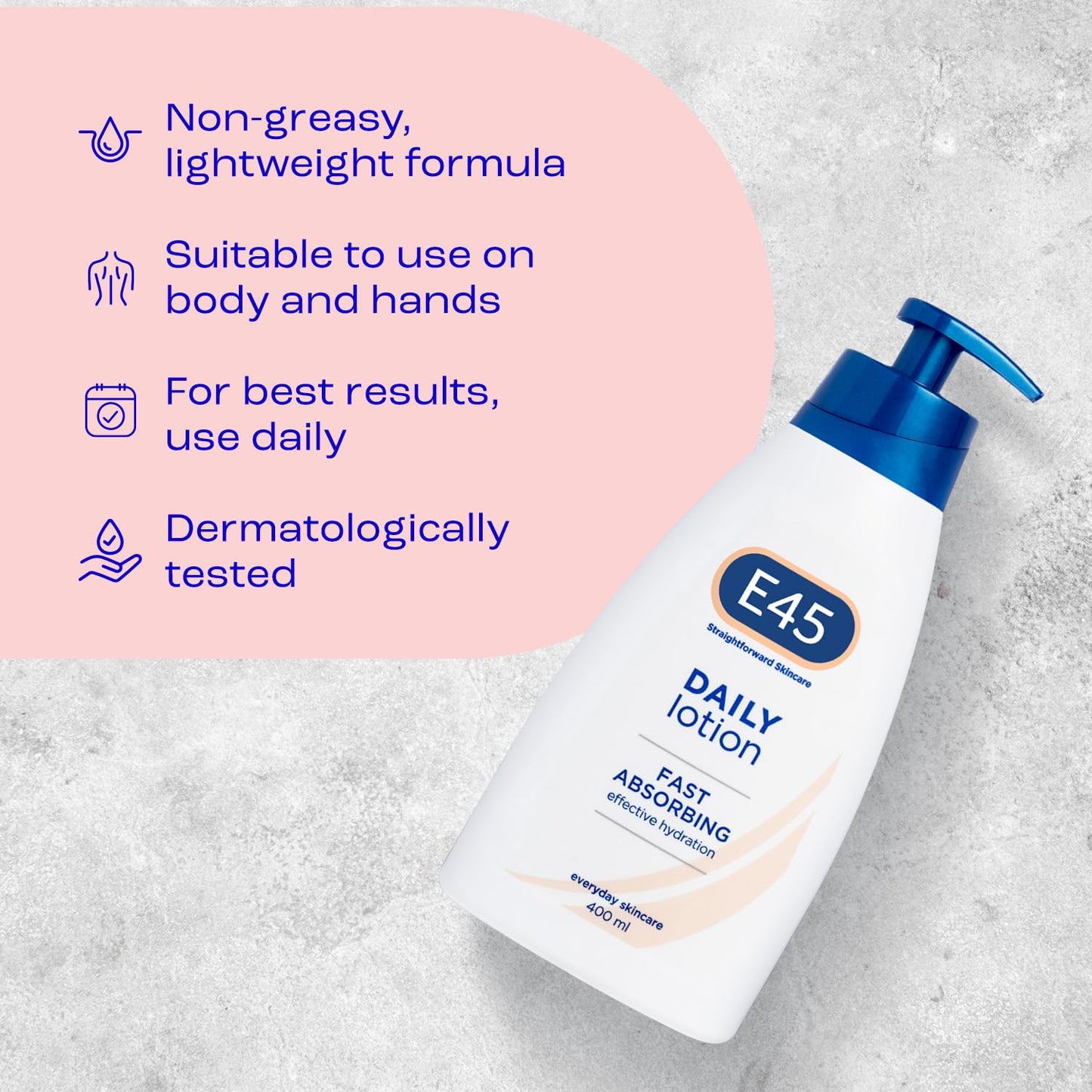 - E45 Daily Skin Lotion 400 ml | E45 Lotion for Very Dry Skin | Non-Greasy Lightweight Moisturiser -