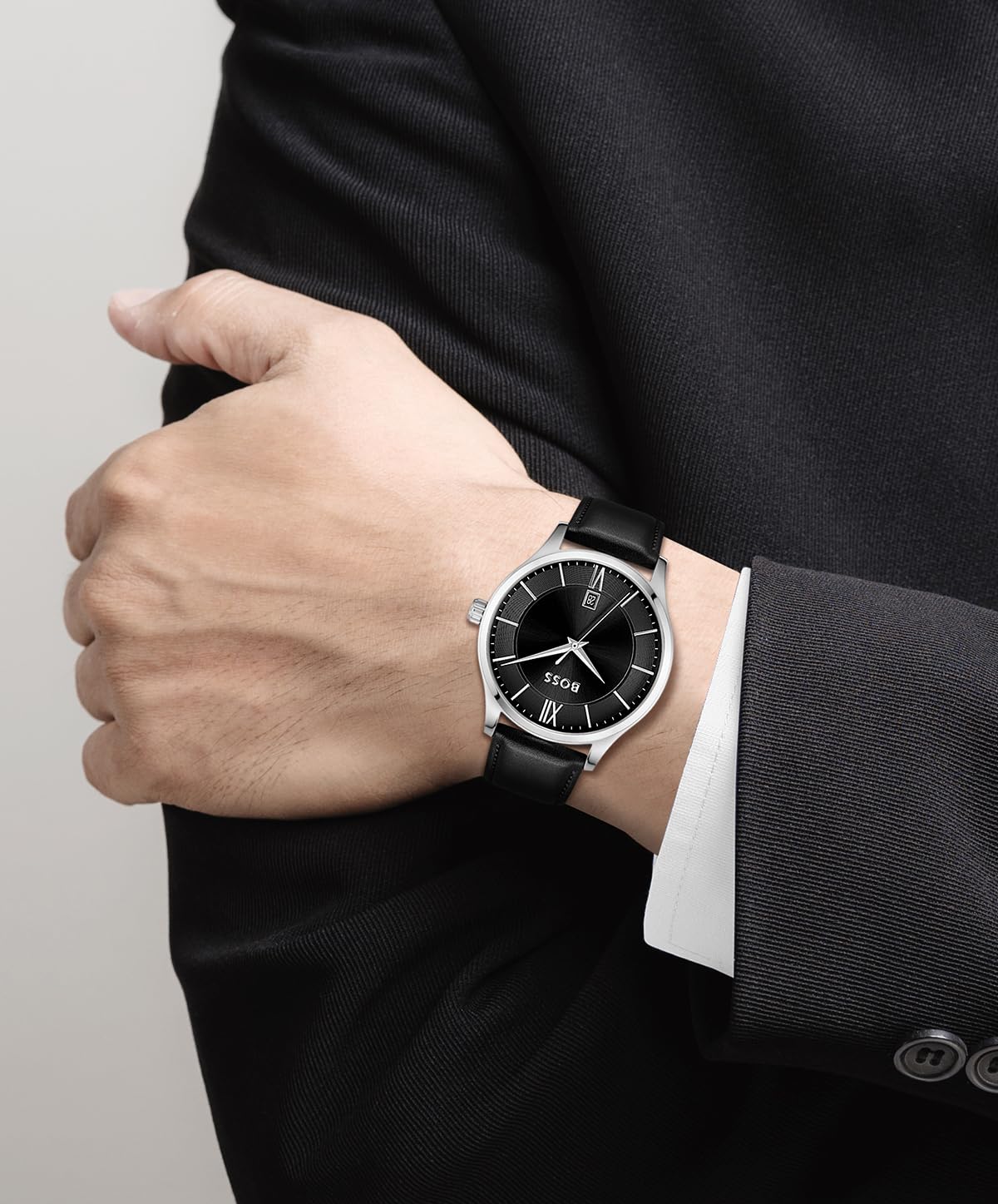 BOSS Analogue Quartz Watch for Men with Black Leather Strap - 1513954