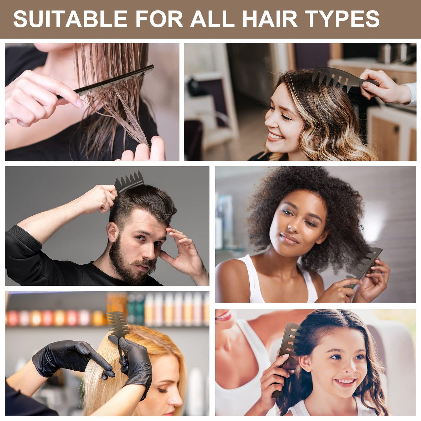 - URAQT Mens Styling Comb, 6Pcs Wide Tooth Hair Comb Styling Set -