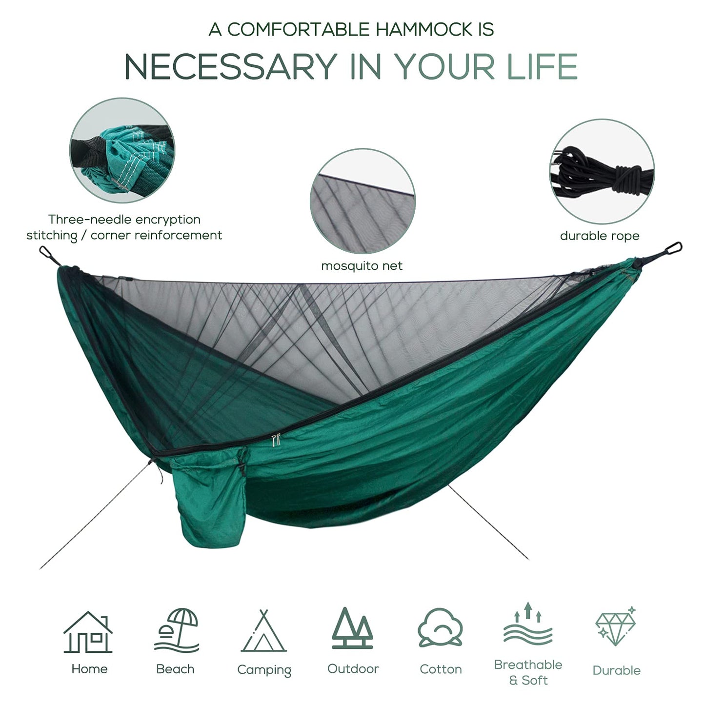 - Sendowtek Camping Hammock | Mosquito Net | Portable Hammock | Tree Straps -