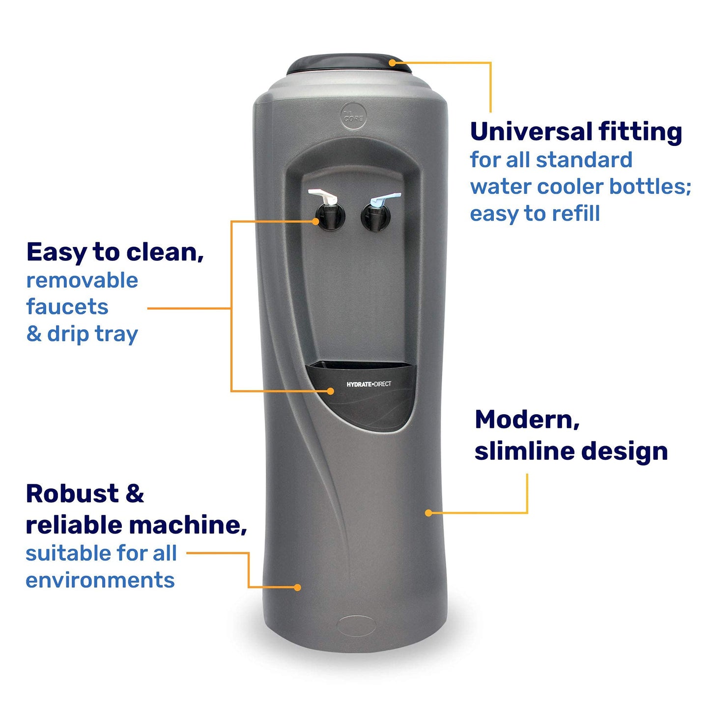 - Hydrate Direct Core Bottled Water Cooler Dispenser | Floor-Standing Water Machine, Easy to Sanitise & Maintain -