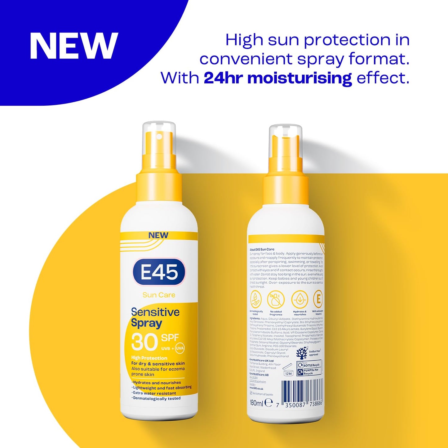 - E45 Sun Body Cream Spray for Sensitive Skin | Hydrating Sun Spray |  Sensitive Skin and Eczema Prone Skin -