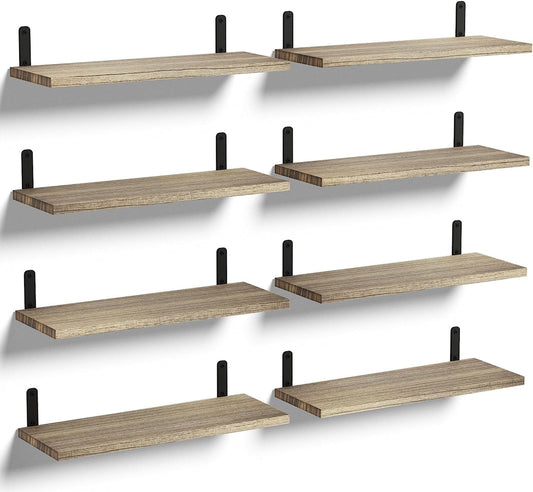 - Mardili Shelves Wood Wall Mounted Shelf | Rustic Shelves Set of 8 -
