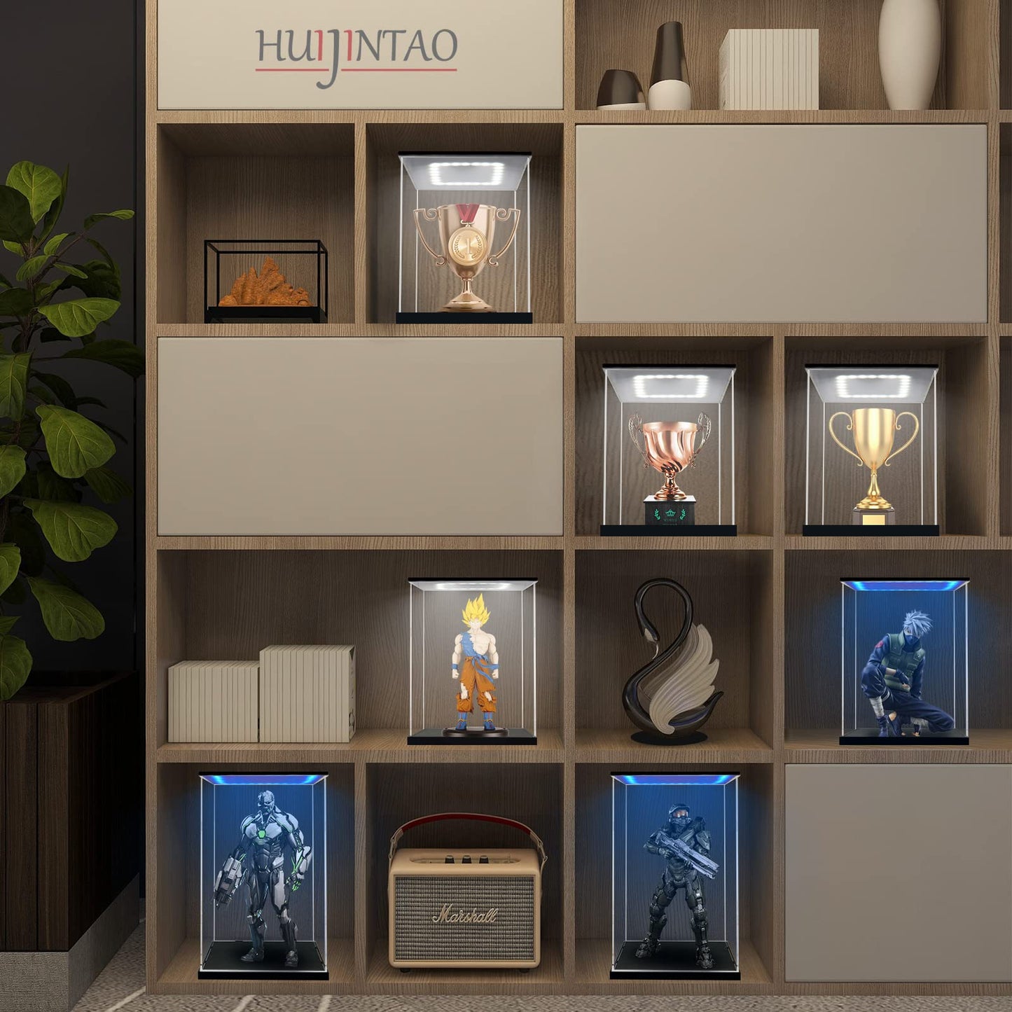 - Huijintao Clear Acrylic Display Case With Light for Collectibles -