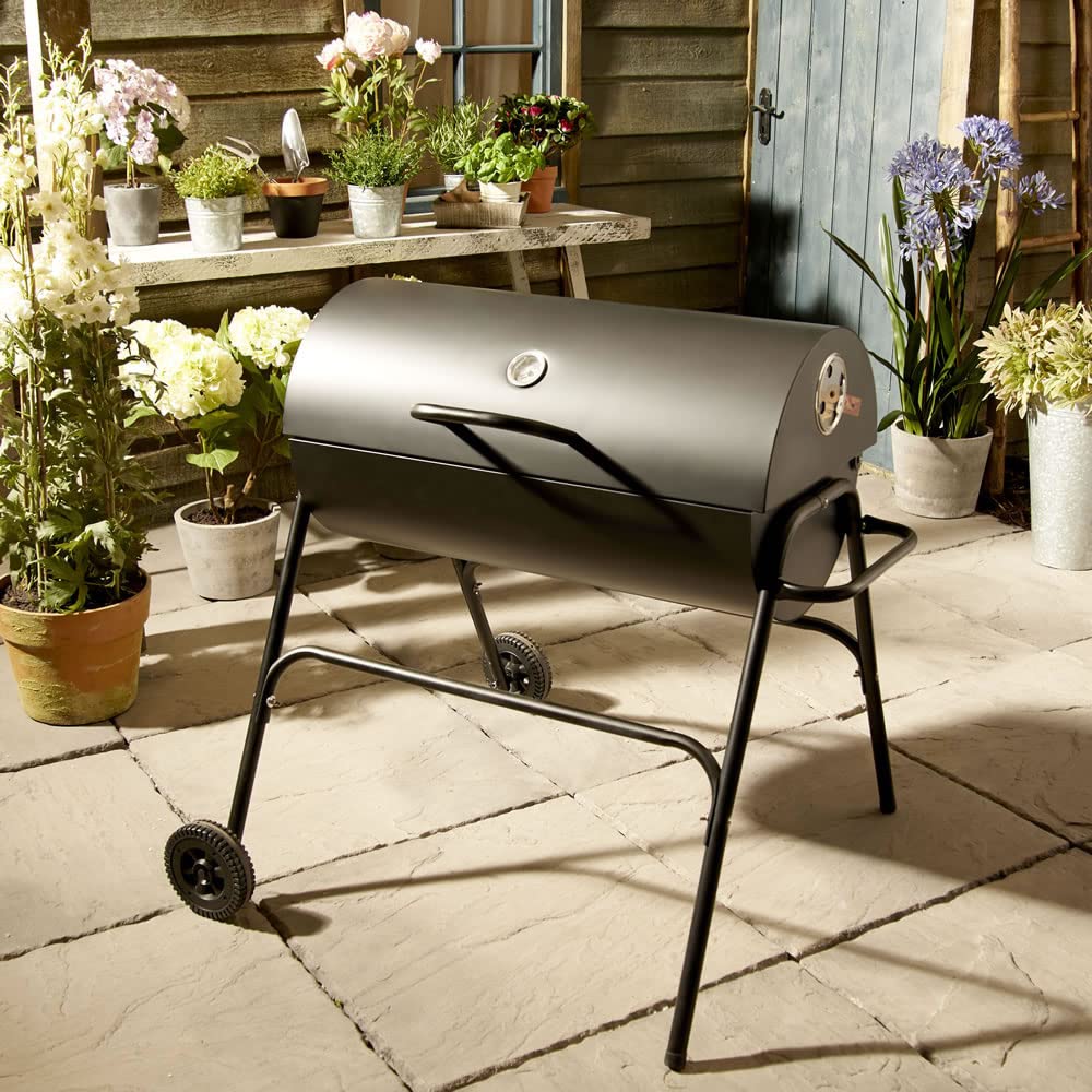 - Wilko Oil Drum Charcoal BBQ Grill - With Lid Cover - Chrome Plated Steel Cooking Grid