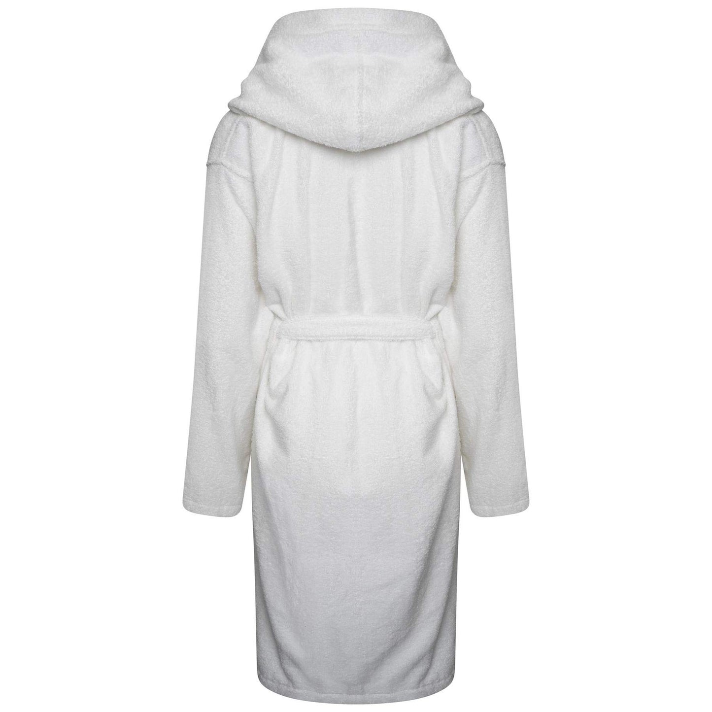 Daisy Dreamer Womens Robe Luxury Terry Towelling 100% Cotton Dressing Gown Bathrobe Highly Absorbent Ladies Hooded Bath Wrap, White 12-14