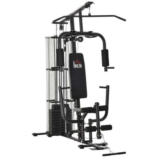 - HOMCOM Multi-Exercise Gym Workout Station | 45Kg Weight Stack Training System | Full Body Fitness for Home Gym -