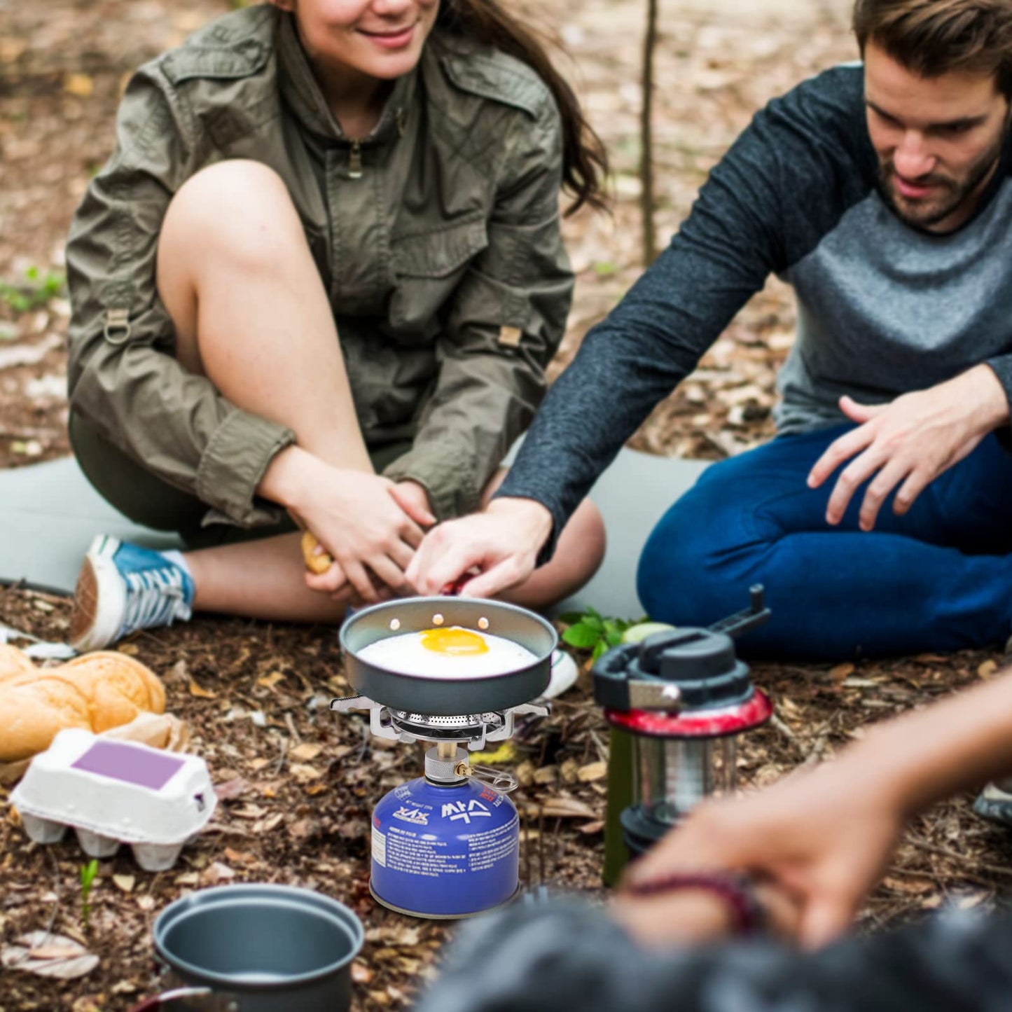 Camping Gas Stove Portable Single Burner 2800W Mini Pocket One-Piece Gas Burner Backpacking Cooking Folding Stove Camping Cookware for Picnic Camping Trekking Fishing Outdoor Activities