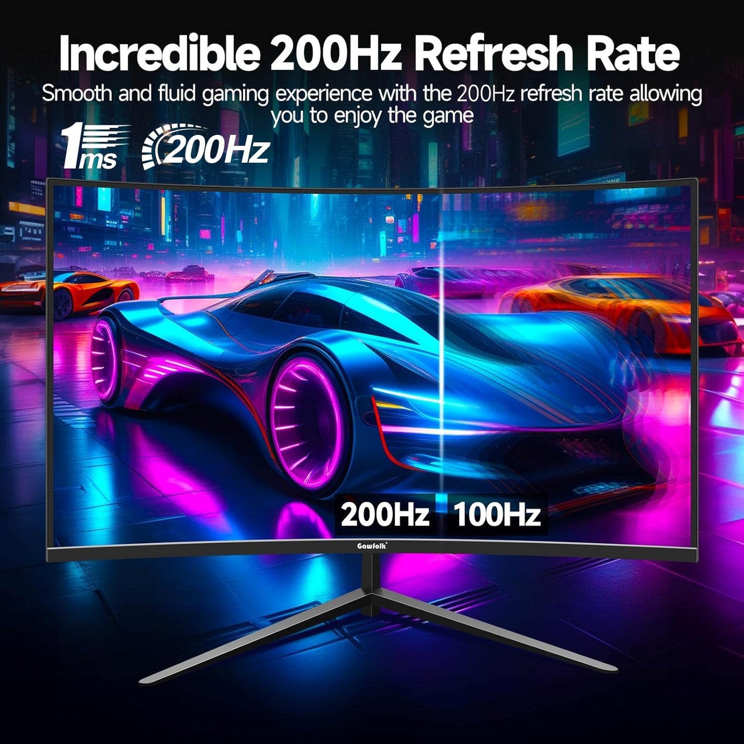 CRUA 27 Inch 144Hz/200Hz Curved Gaming Monitor, FHD 1920 * 1080P Frameless 1800R Computer Monitor, 1ms GTG with FreeSync, Low Motion Blur, Eye Care, VESA100*100, DisplayPort, HDMI, Black