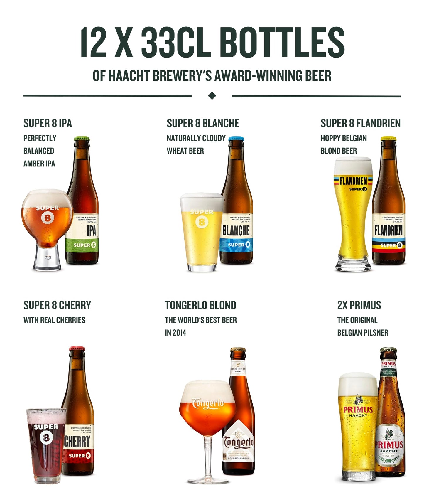 - Haacht | Mixed case of Belgium Beer 12 x 33cl Beer Gift Set Pack -