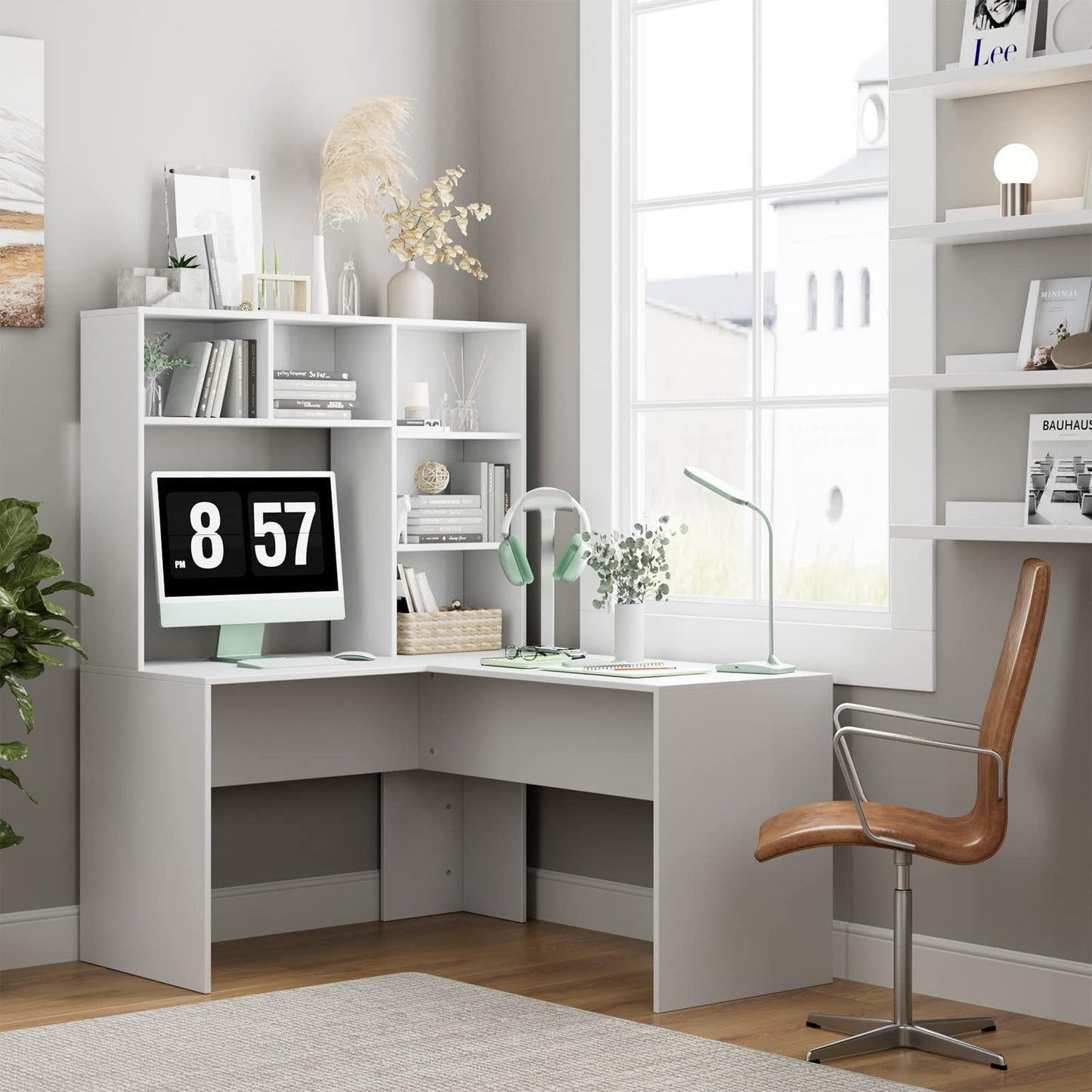 - FirFurd L-Shaped Computer Desk | Computer Workstation With Storage Shelves -