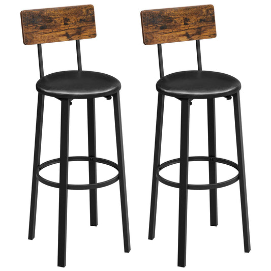 - VASAGLE Bar Stools, Set of 2 PU Upholstered Breakfast Stools -