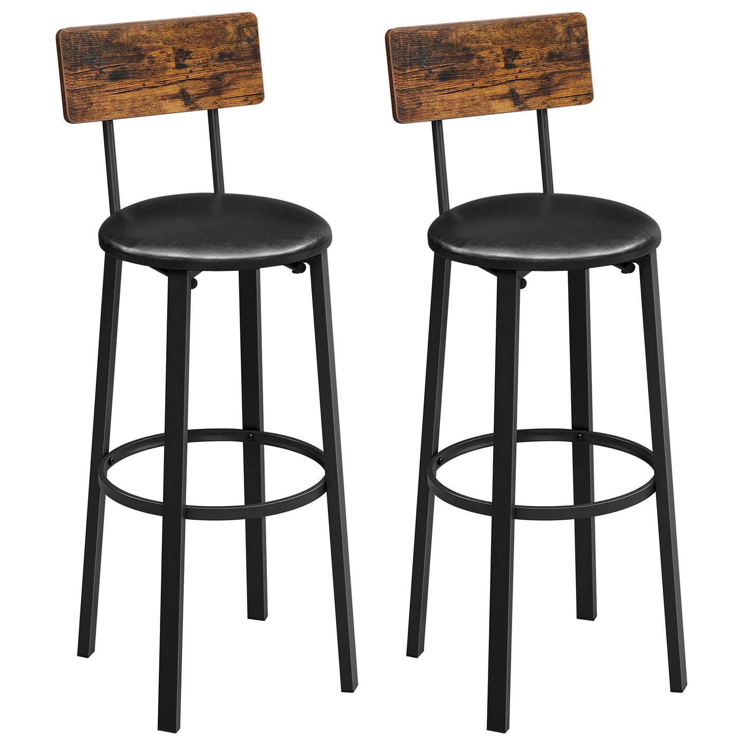 - VASAGLE Bar Stools, Set of 2 PU Upholstered Breakfast Stools -