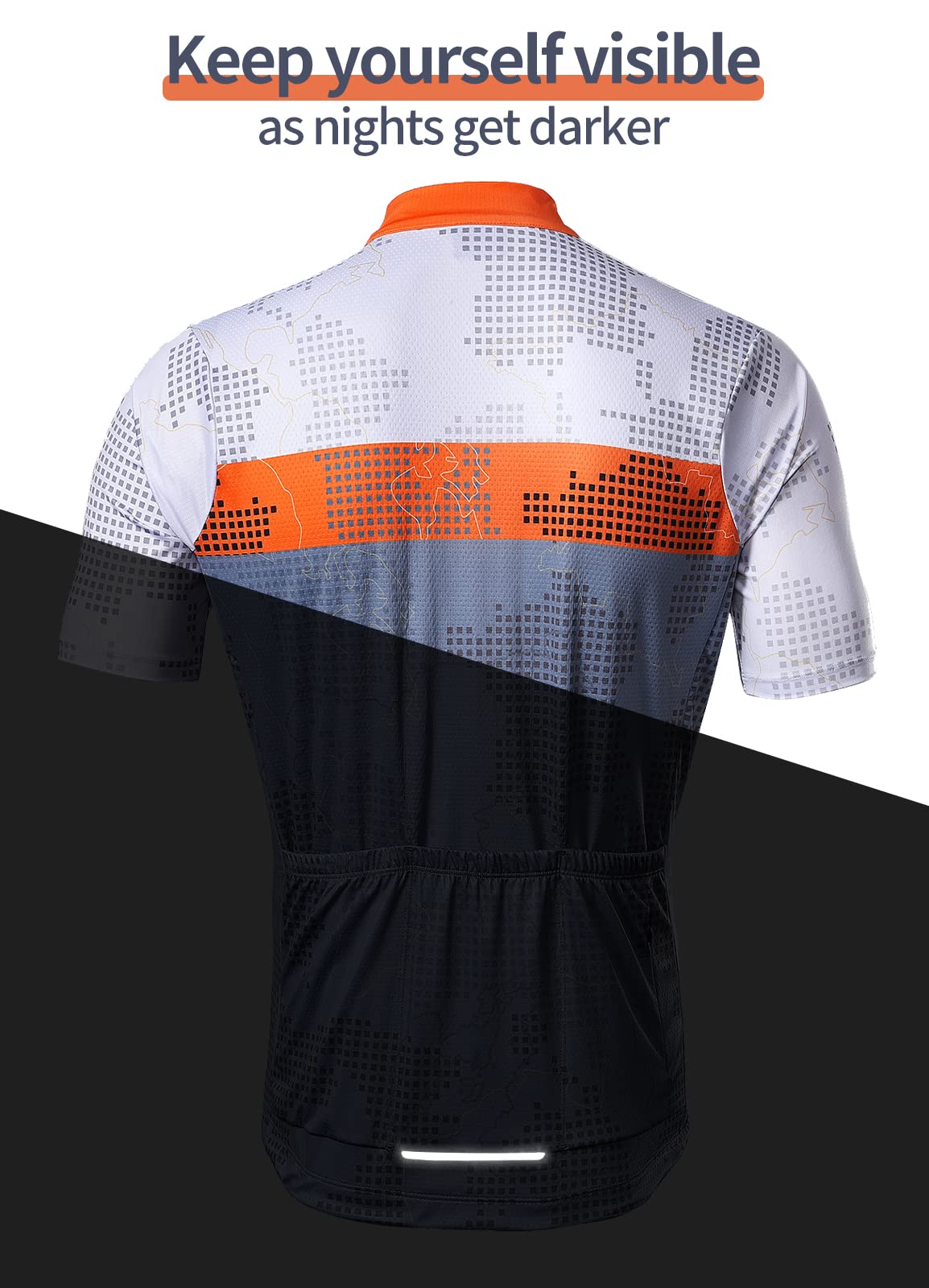 BERGRISAR Cycling Jersey Mens Short Sleeve Mtb Bike Shirts Cycling Tops with 3+1 Pockets Orange Size X-Large