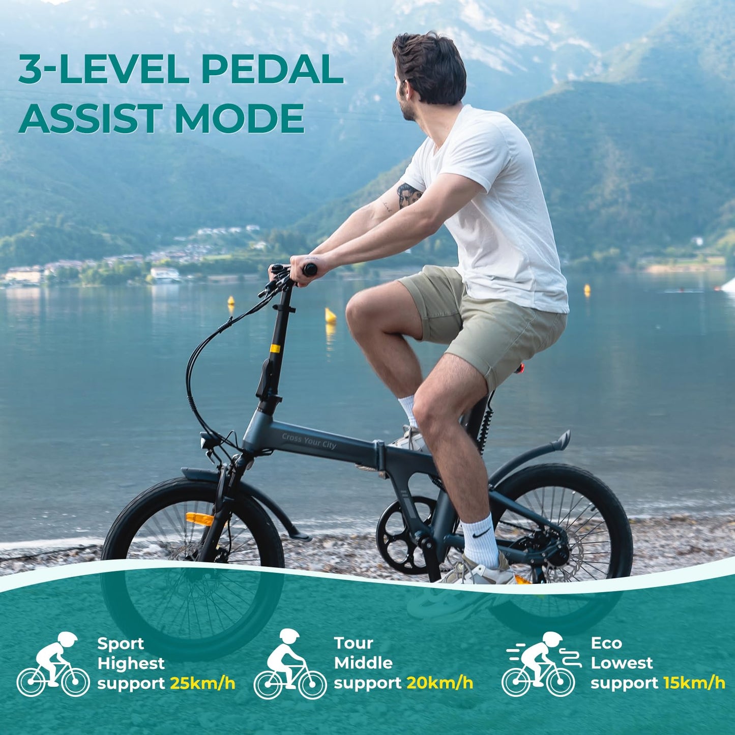 A Dece Oasis ADO Air 20S Folding E-Bike, Electric Bike Equipped with Carbon Belt/Torque Sensor/Hydraulic Disc Brakes/APP City Commuting, Electric Bike for Adults(Shock Absorption Version)