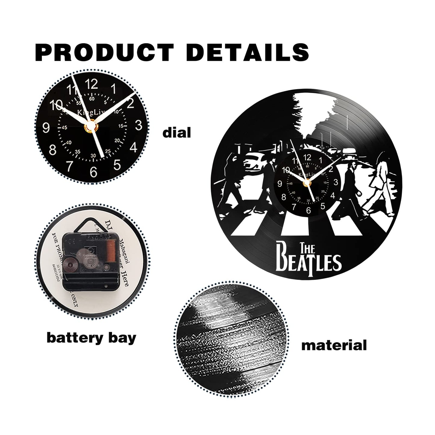 - QIANGGE The Beatles Clock | Vinyl Record Clock | 12 Inch Music Clock -