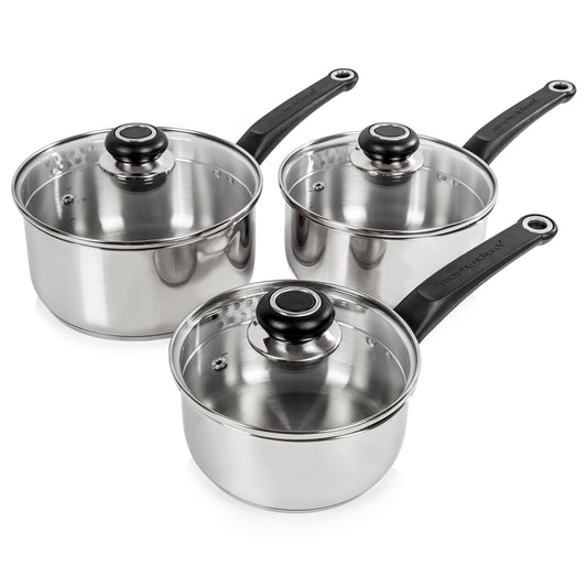 - Morphy Richards 970003 | Equip 3-Piece Pan Set | Stainless Steel -