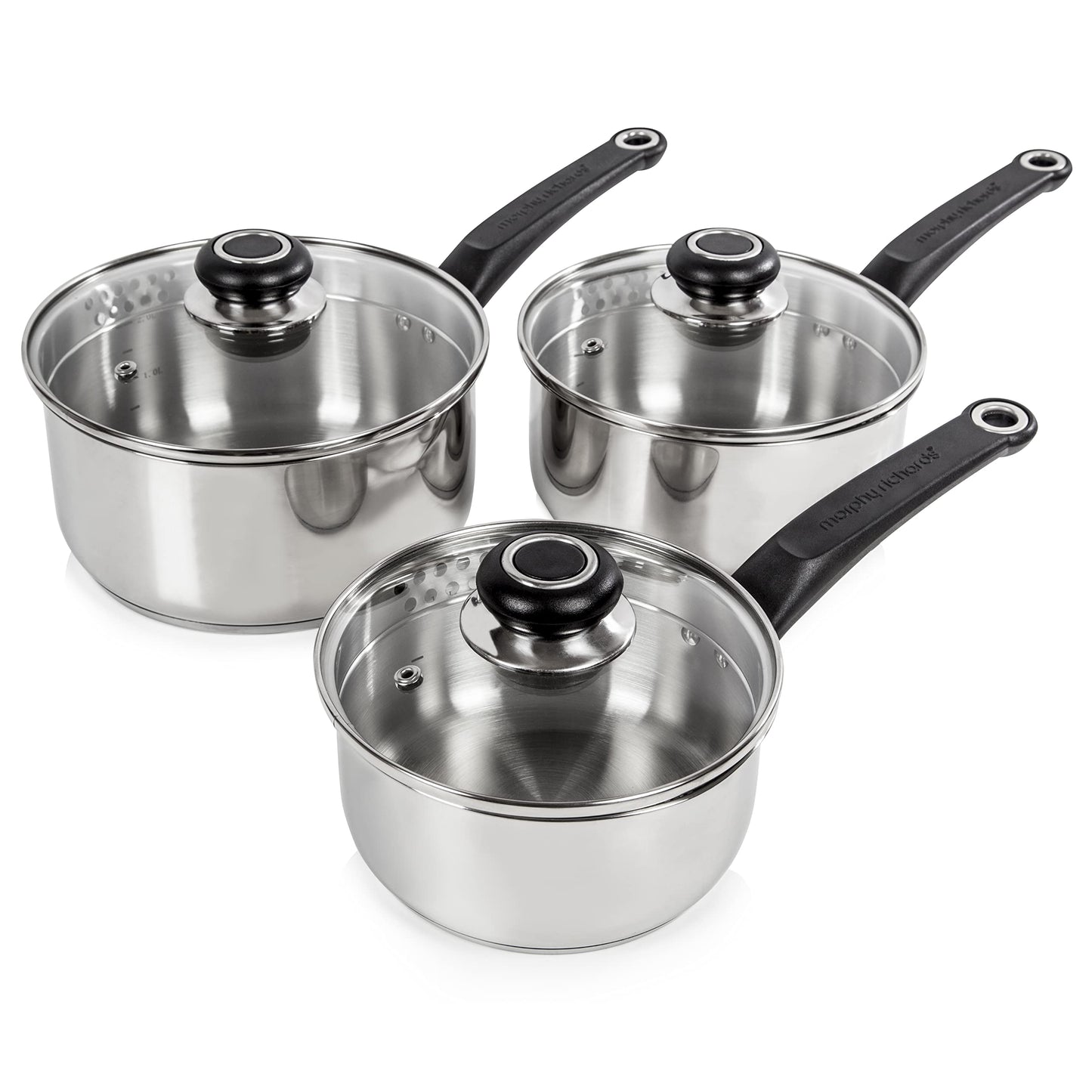 - Morphy Richards 970003 | Equip 3-Piece Pan Set | Stainless Steel -