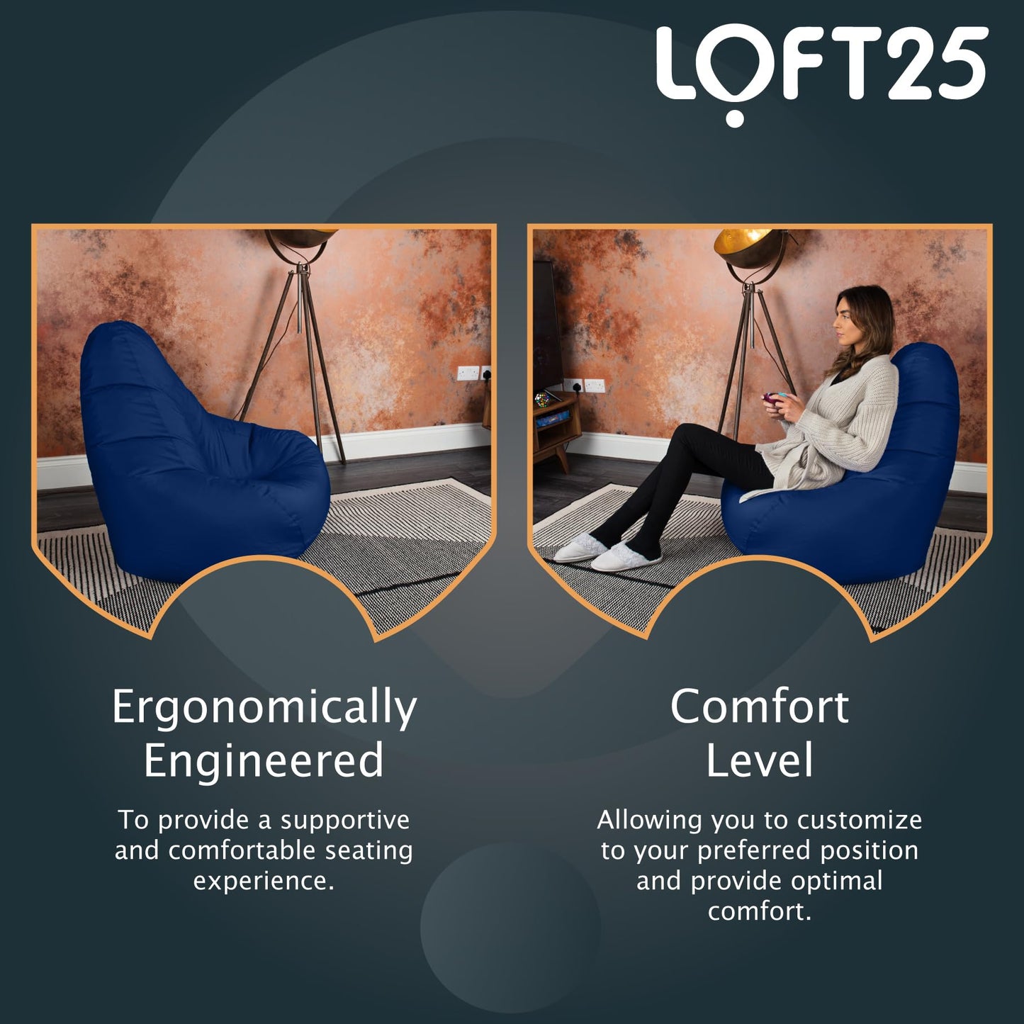 - Loft 25 Bean Bag Gamer Chair | Outdoor Indoor Living Room BeanBag Seat | Water Resistant -