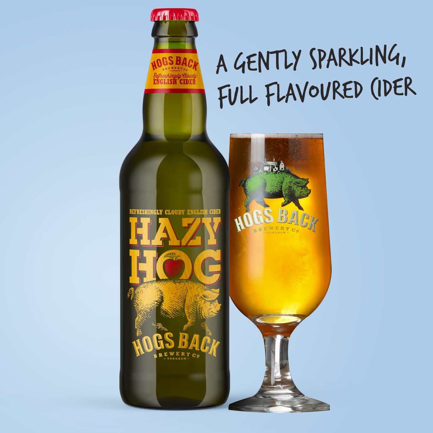 - HOGS BACK BREWERY Bottle Cider Gift Set with Cider Glass | Hazy Hog Cider | 5% | 2 x 500ml Bottles -