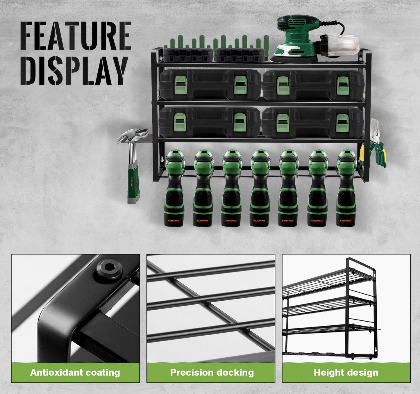 - SANDPROX Power Tool Storage Wall Mount | Heavy Duty Drill Holder -