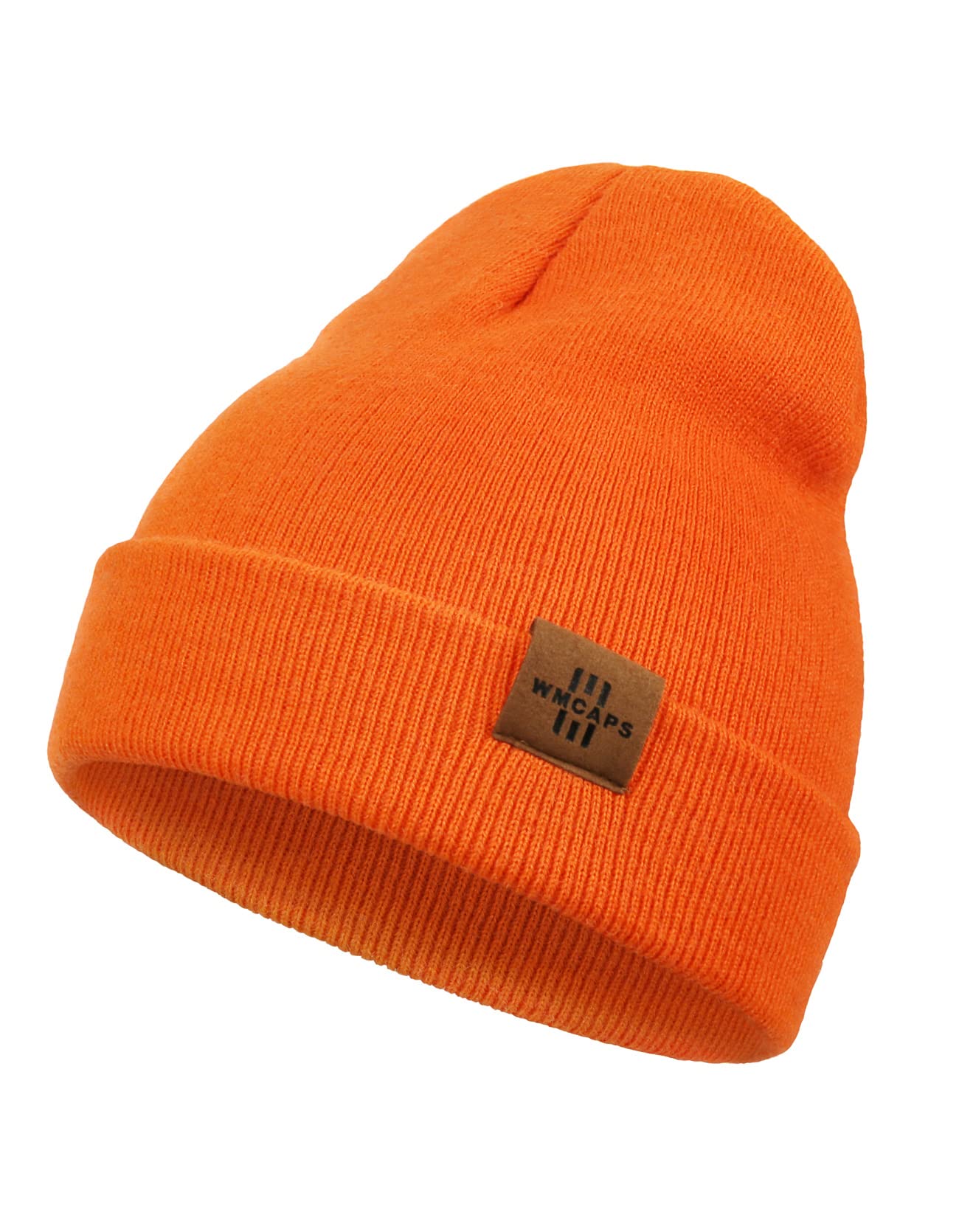 Beanie for Kid, Stretchy Childrens Thermal Insulated Wolly Hat with Turn Up for Boys and Girls, Double Layer for Winter Autumn (Orange)