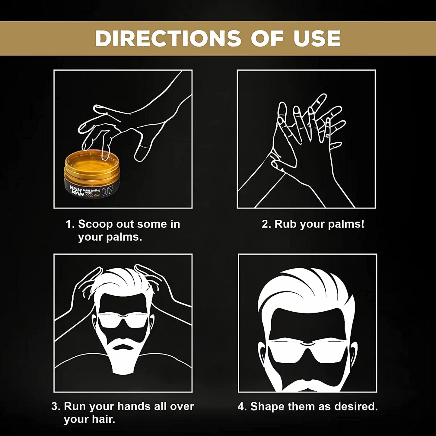 - Nish Man Hair Styling Gel | Hair Wax for Men | 07 Gold One | 150 ml -