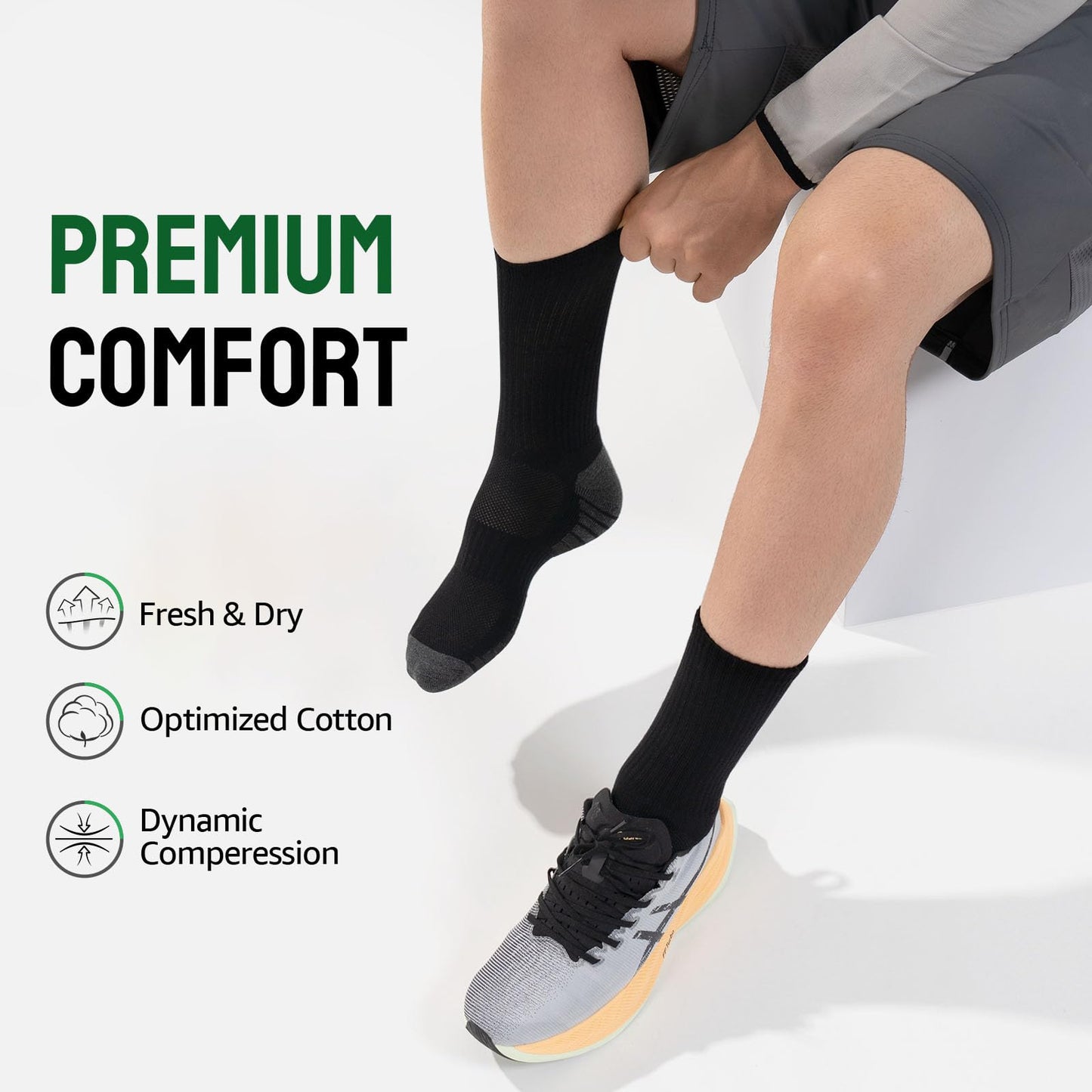 Alaplus Mens womens Socks 6 Pairs Wicking Breathable Cushion Comfortable Casual Crew Socks Outdoor Multipack Performance Hiking Trekking Walking Athletic Socks
