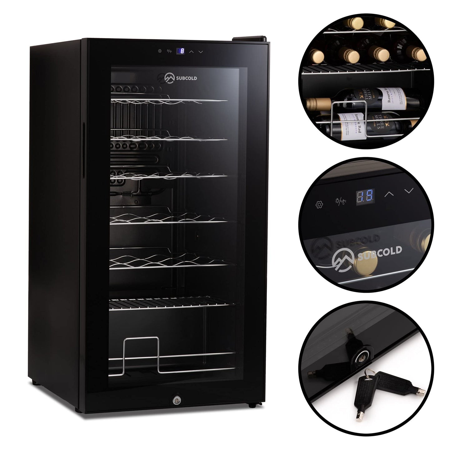 - Subcold Viva28 LED | Under-Counter Wine Fridge Black | 3-18°C | Wine Cooler -