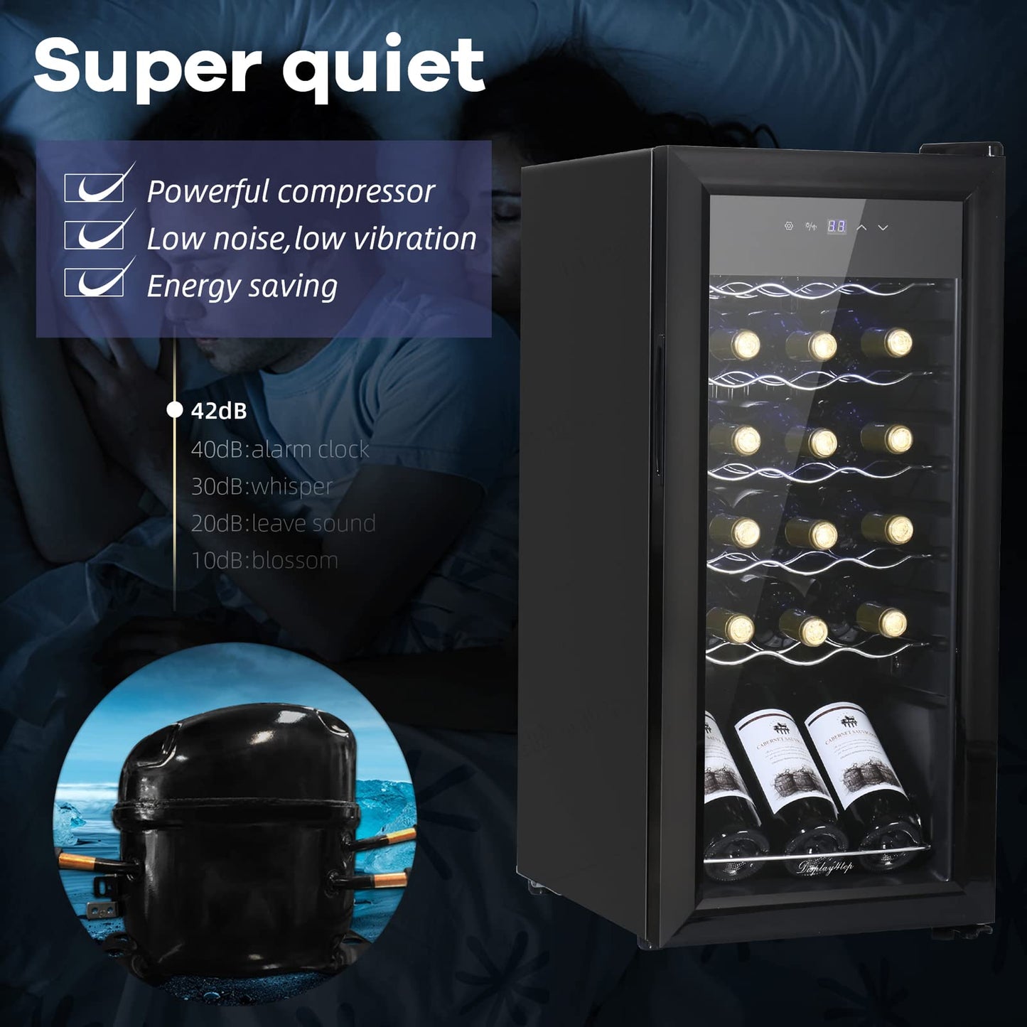 - display4top Wine Fridge | Wine Cooler | Wine Fridge | Digital Touch Screen Controls -