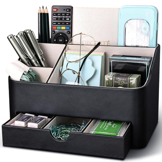 - KINGFOM Desk Tidy Organiser | Leather Desk Organiser -