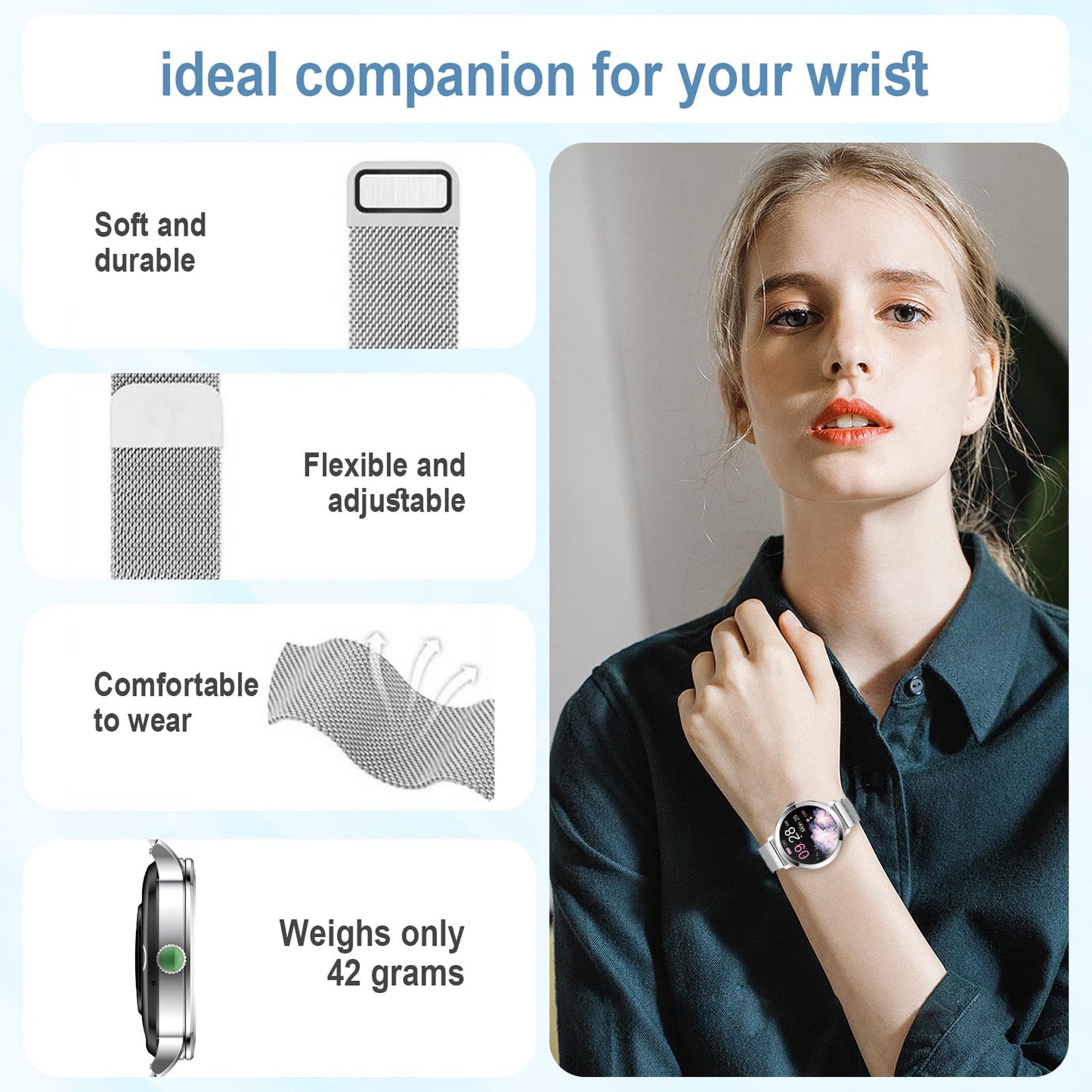 - Smart Watch for Women Answer/Make Calls, | 1.1" Touch Screen | Smart Watches with Heart Rate SpO2 Sleep Monitor -