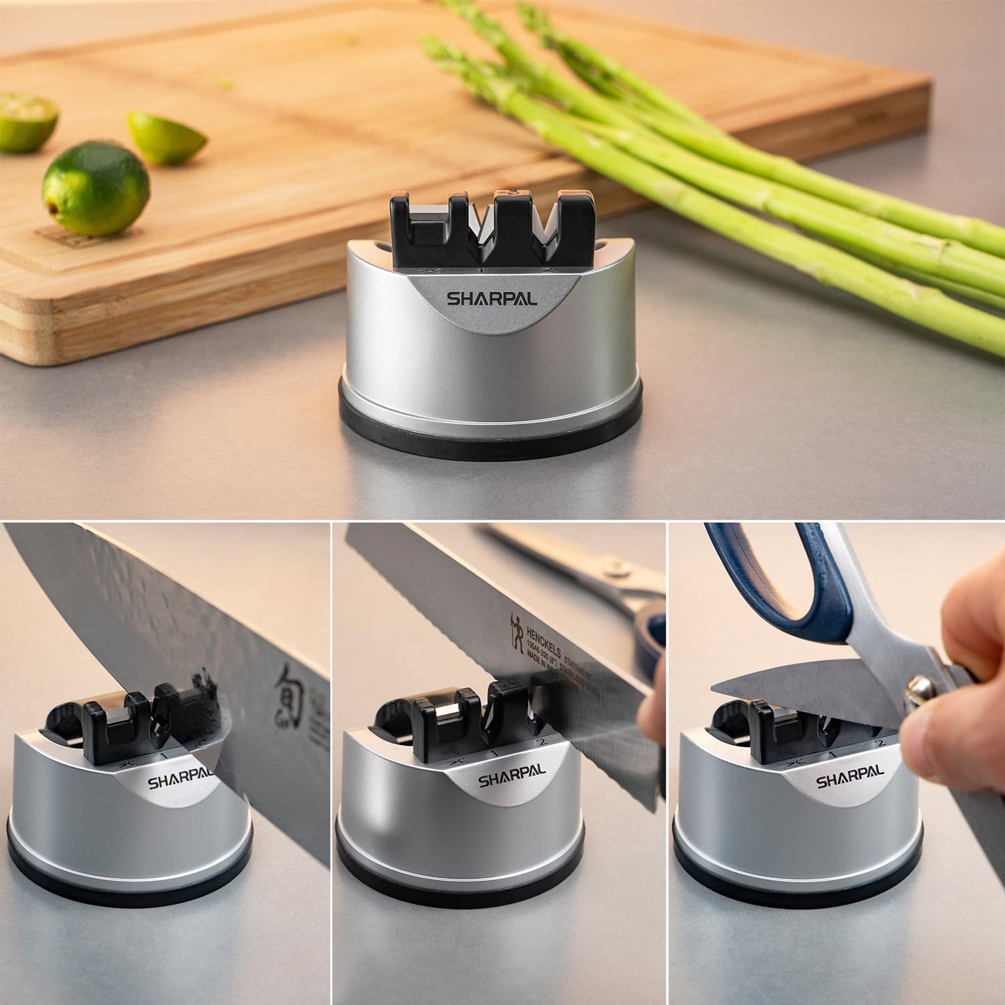 - SHARPAL 191H Kitchen Chef Knife and Scissors Sharpener | Straight and Serrated Knives -