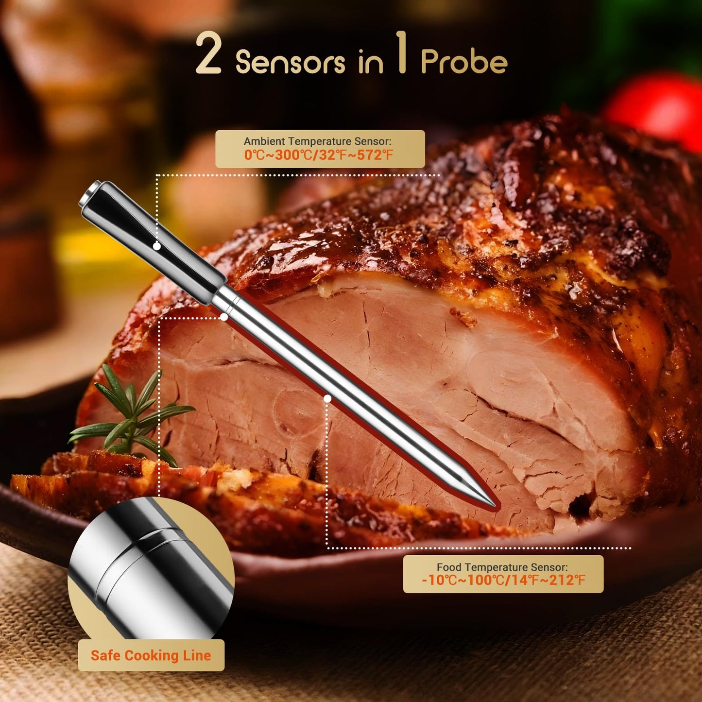 - INKBIRD INT-11P-B Wireless Meat Thermometer 91m/300ft Range | Bluetooth Meat Thermometer Probe for Air Fryers Cooking -