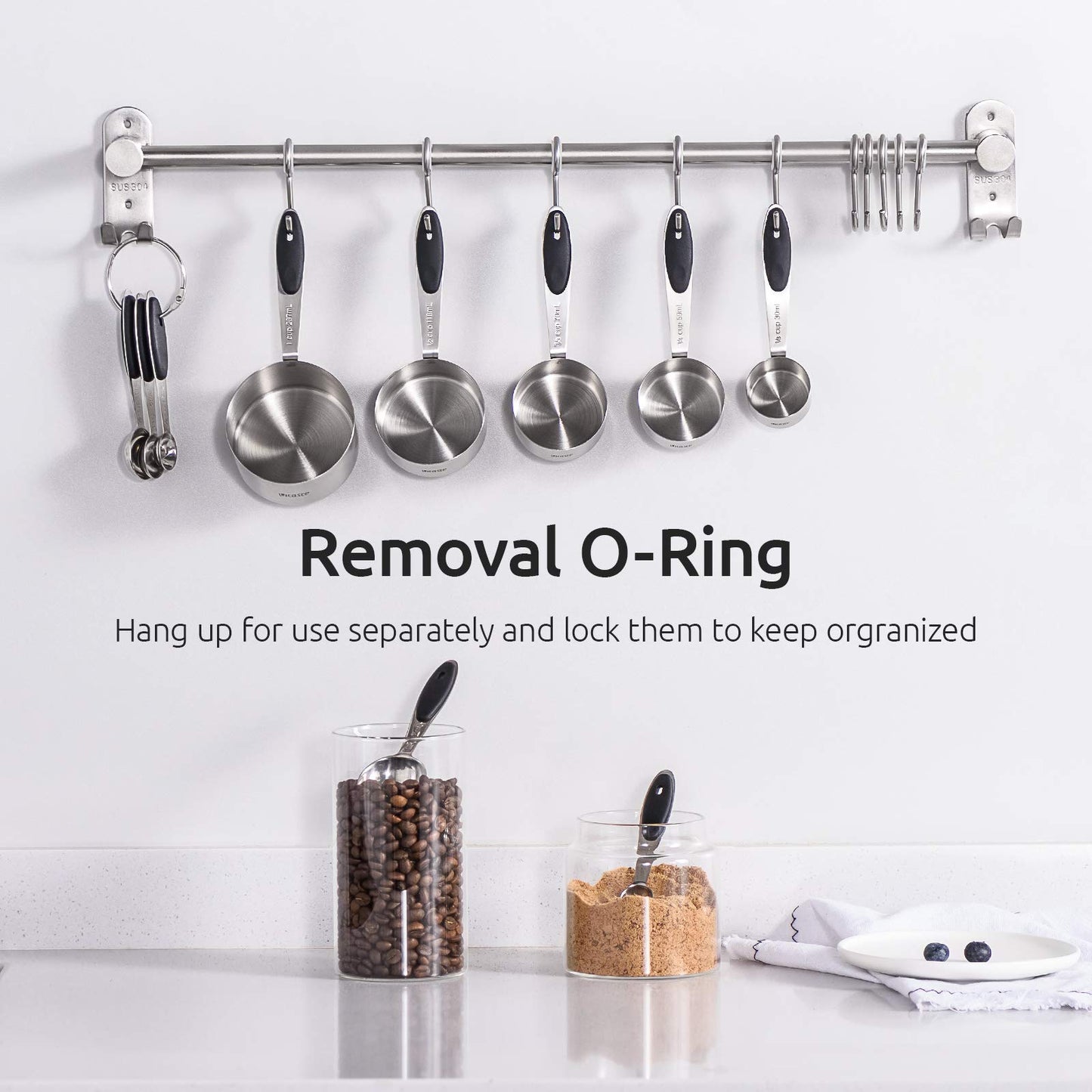 - U-Taste 18/8 Stainless Steel Measuring Cups and Spoons Set of 10 -