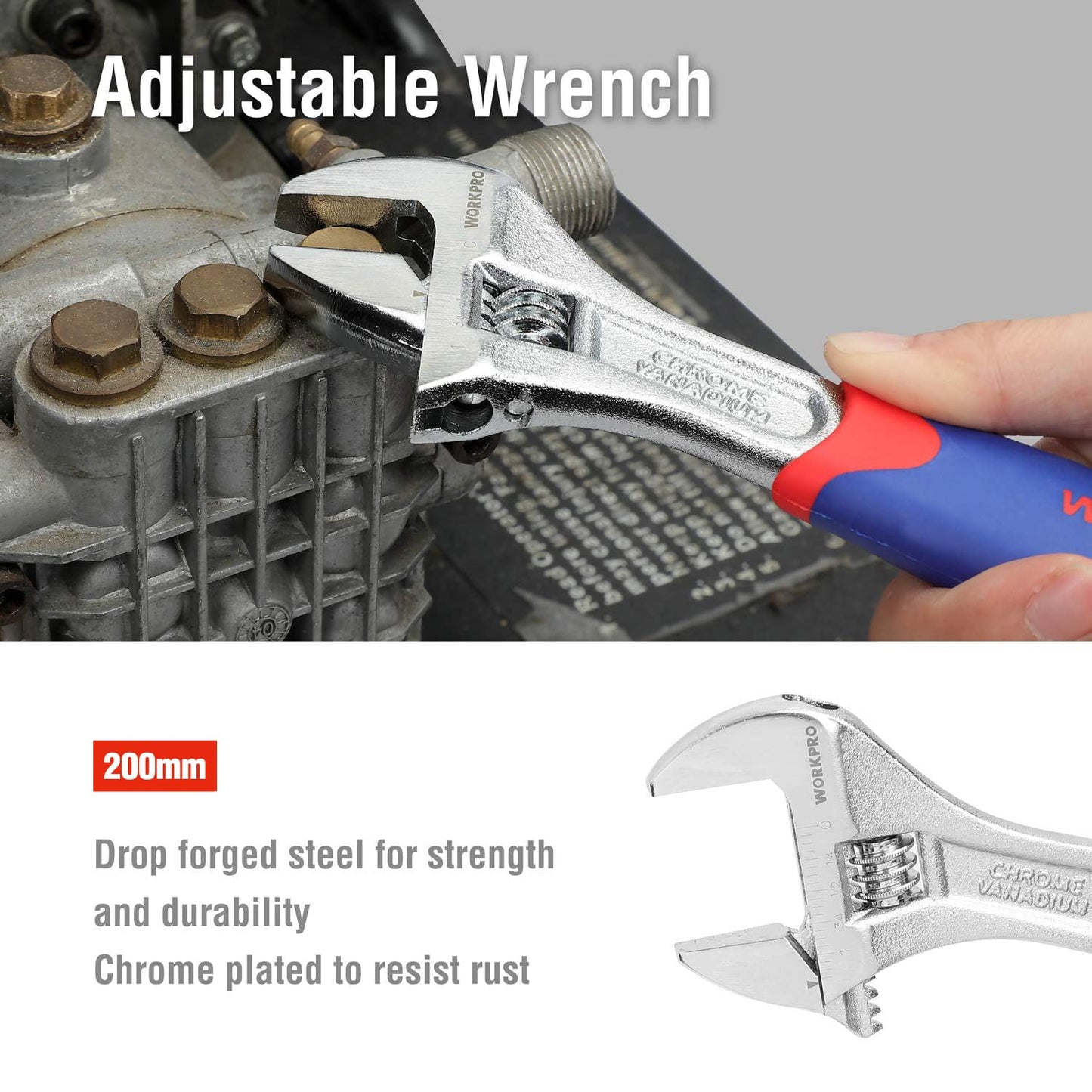 - WORKPRO 5-Piece Pliers Set, Includes 250nn Water Pump Plier, 200mm Combination Plier, 200mm Long Nose Plier, 180mm Diagonal Cutter, 200mm Adjustable Wrench, with Soft Grip Handles