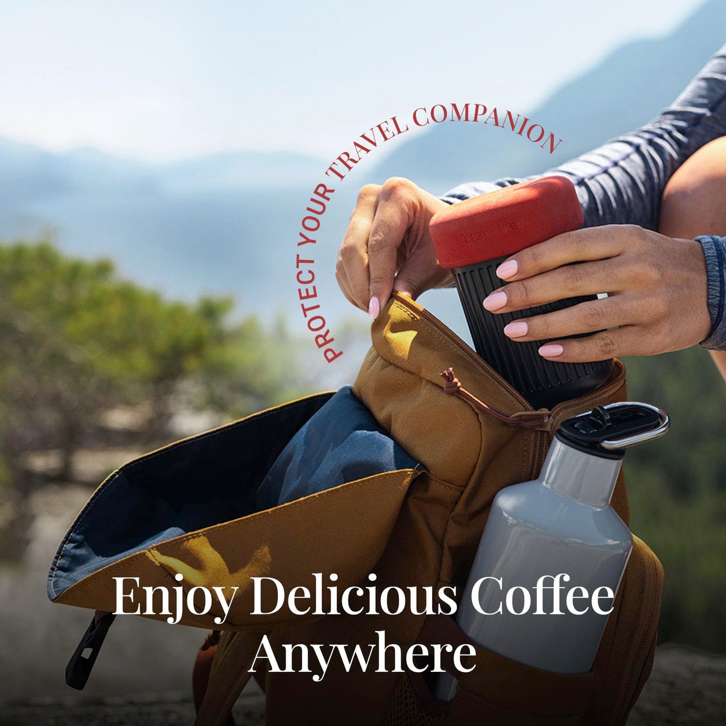 Aeropress Go Portable Travel Coffee Press Kit, 1-3 Cups in a Minute, Coffee, Espresso, & Cold Brew Maker, Manual Coffee Making Machine for Travel, Includes Mug & Lid