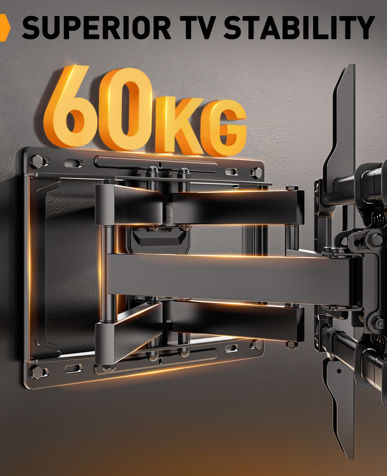 - Perlegear TV Wall Bracket | 60 kg | Tilt and Swivel TV Bracket with Dual Arms -