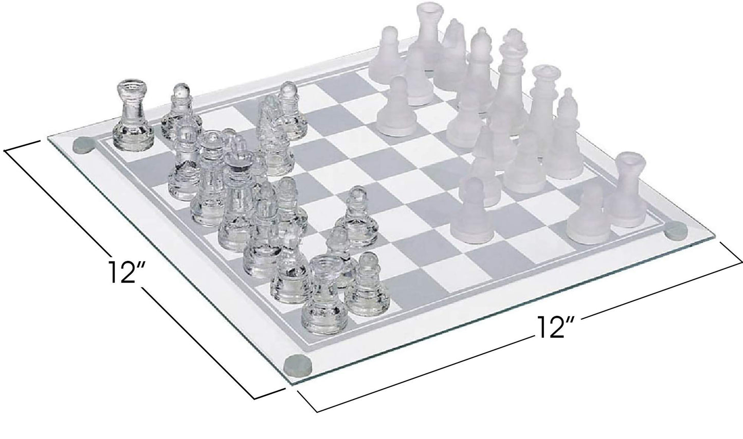 - Gamie Glass Chess Set | Elegant Design | Durable Build | Fully Functional | 32 Frosted and Clear Pieces -