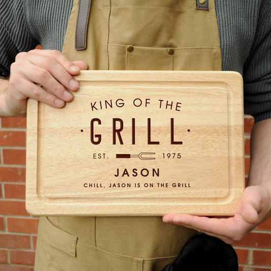 - eBuyGB King of The Grill Rectangle Chopping Board | Personalised Cutting Board | Meat Serving Board -