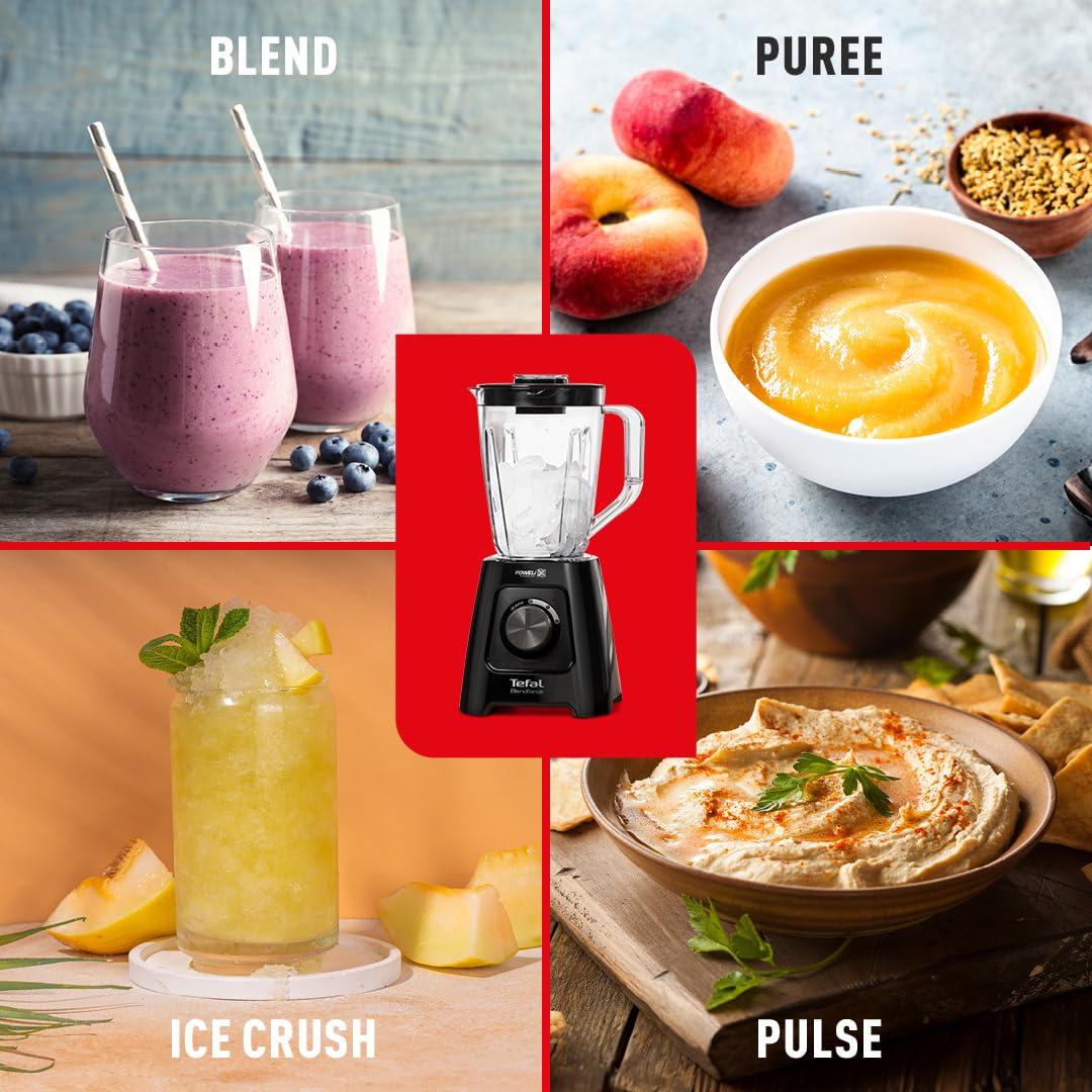 - Tefal Blendforce II Blender | 2L Plastic Jug, | 1.25L Effective Capacity | 600W |  Smoothie Blender | Ice Crush | 2 Speeds | Black -