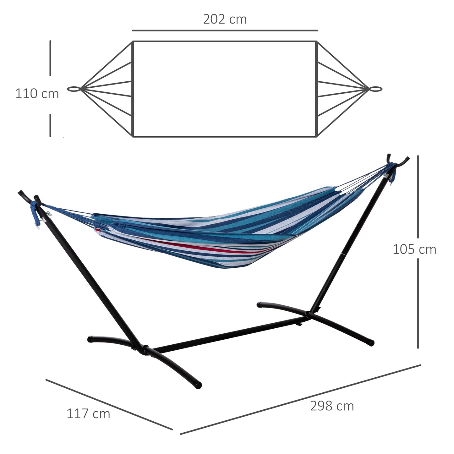 - Outsunny 294 x 117cm Hammock | Stand | Camping Hammock | Portable Carrying Bag -