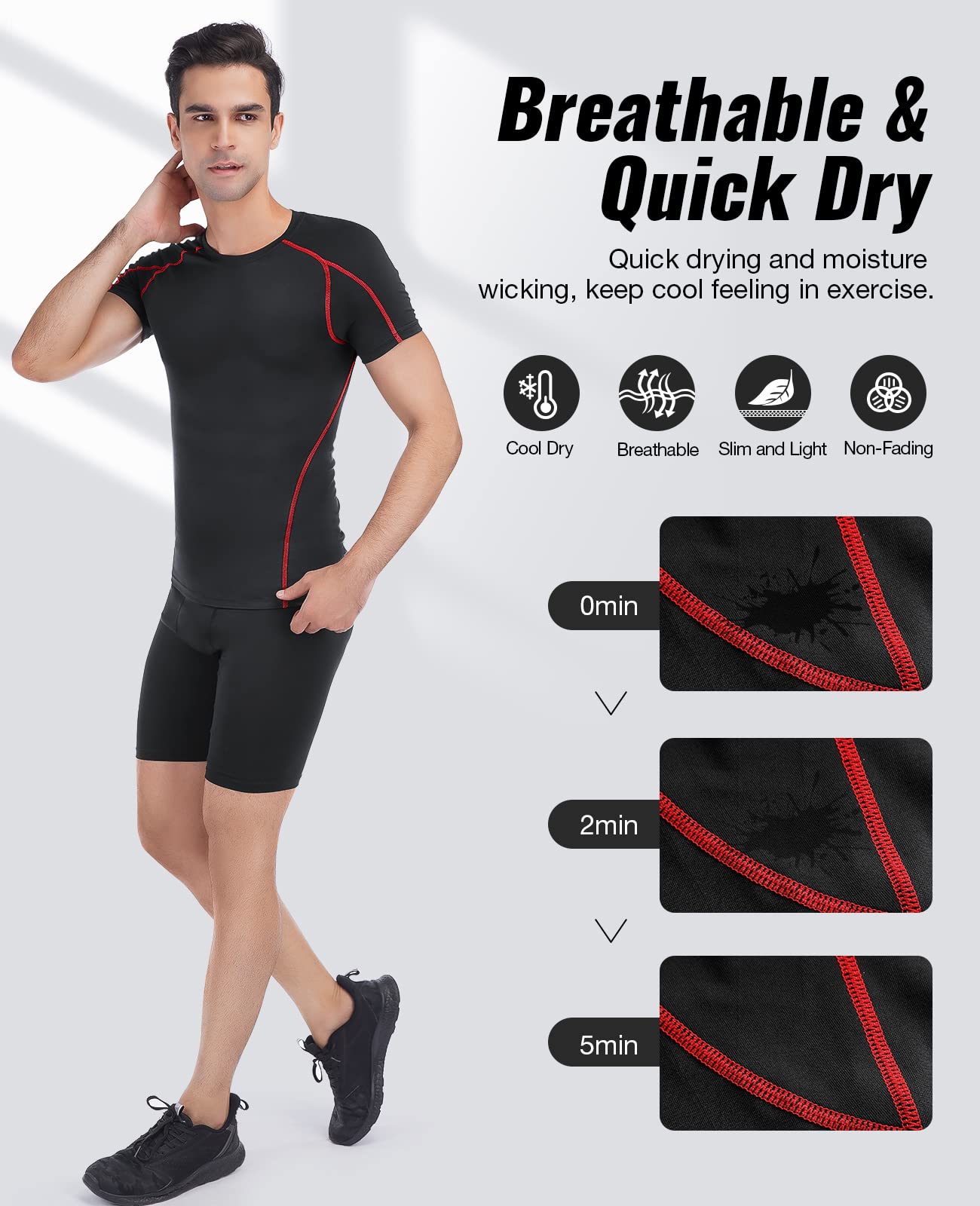 - Niksa 2 Pack Short Sleeve Sports T-Shirts | Workout Gym Clothes for Men -