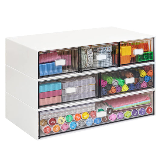 - VASZOLA Stackable Desk Organizer with 6 Drawers -