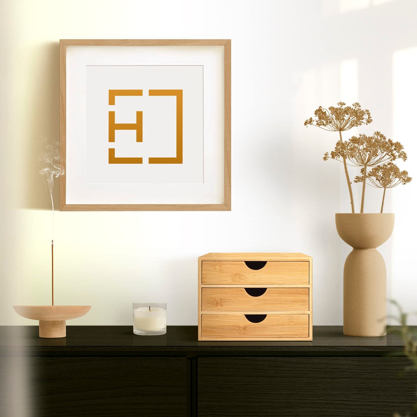 - Woodluv 3 Drawer Bamboo Home Office Desktop Tidy A4 Sturdy Stationary Storage Organiser Unit, W25 X D33 X H18.5cm
