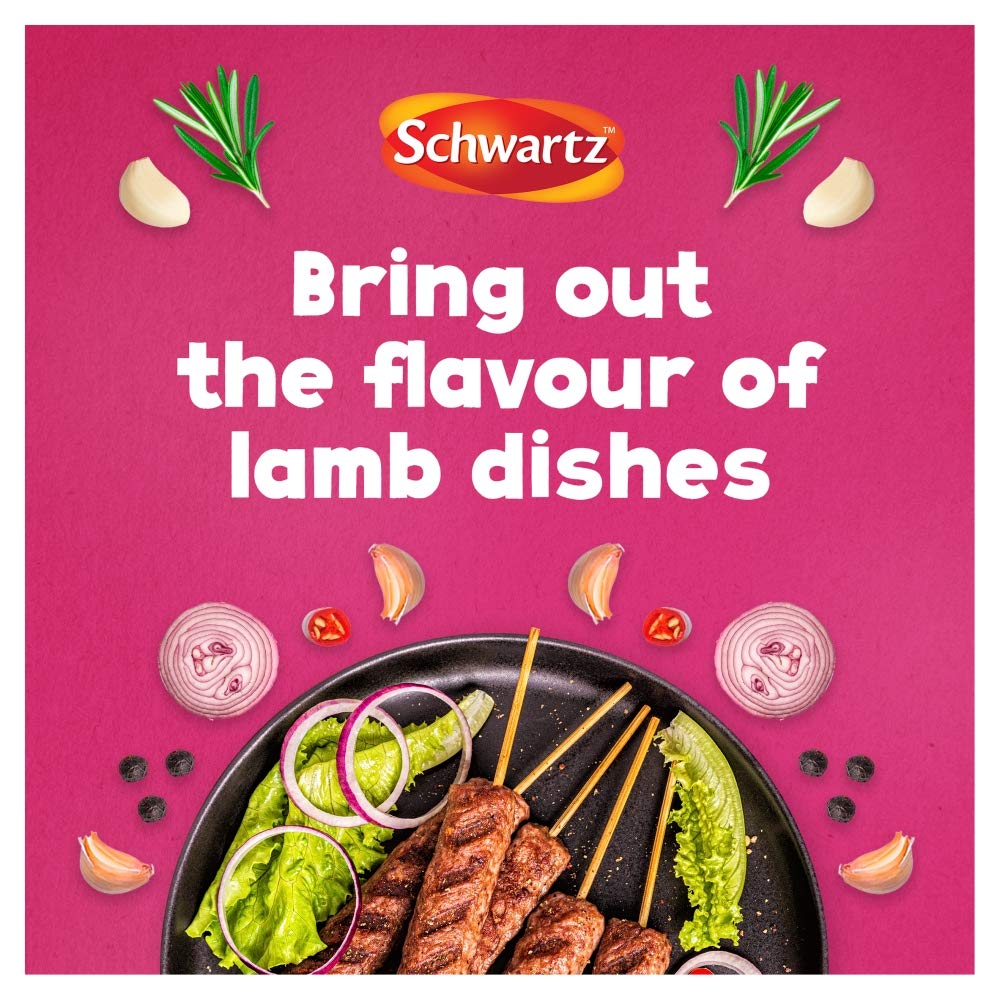 - Schwartz Rosemary and Garlic Lamb Seasoning 38 G | Jar | Pack of 6 | Expertly Blended Mix of Mint, Garlic & Rosemary | Perfect for Lamb, Soups, Salads & Stuffing -
