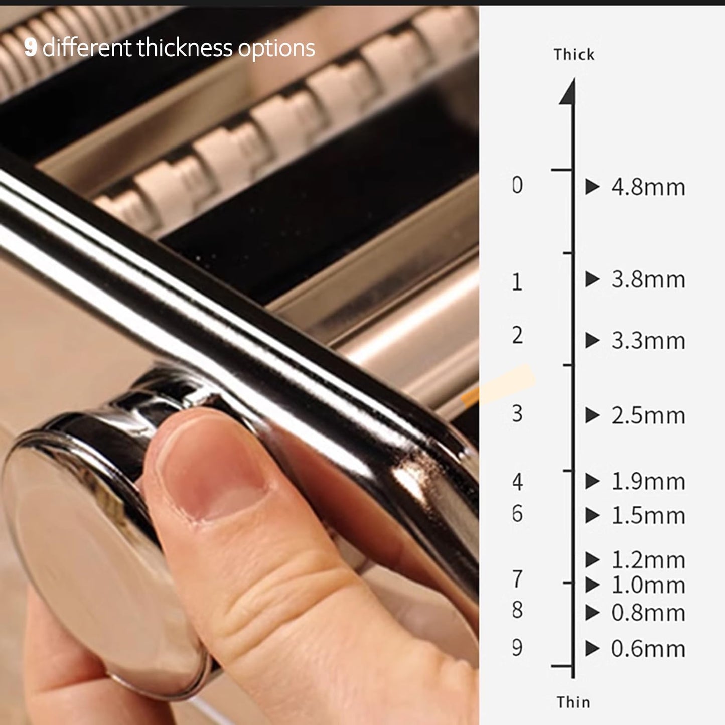 5 in 1 Stainless Steel Fresh Pasta Maker Machine Lasagne Spaghetti Tagliatelle Ravioli Professional Fresh Pasta Maker Noodle Maker Machine Cutter with 3 Cut Press Blade Settings with Drying Rack